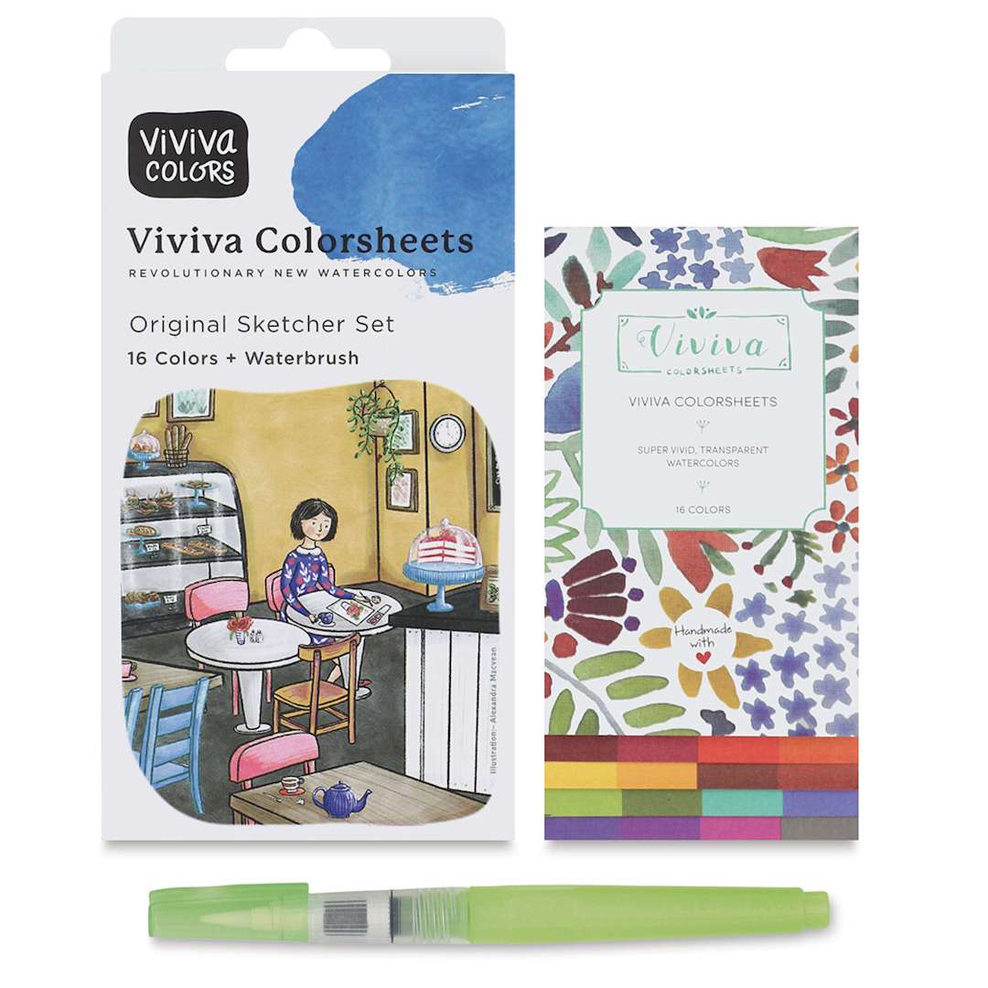 Open in modal - Viviva Colorsheets - Sketcher Set, Assorted Colors with Waterbrush