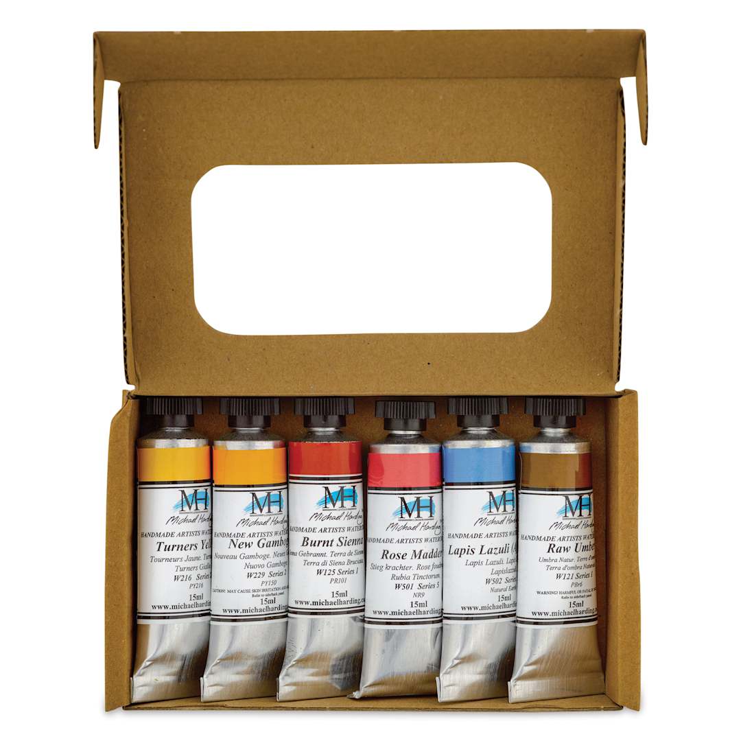 Open in modal - Michael Harding Artists Watercolors - Antique 18th Century Masters, Set of 6, 15 ml, package open