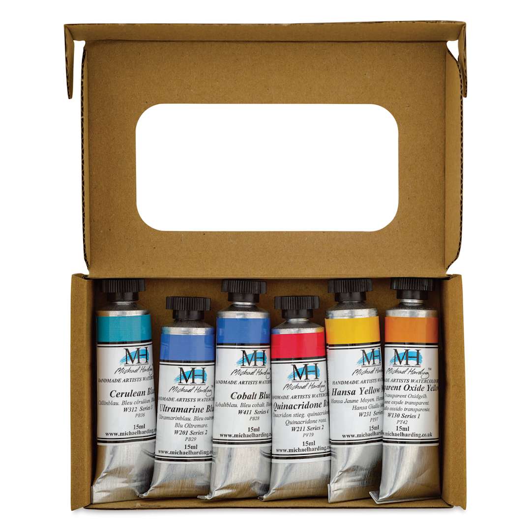 Open in modal - Michael Harding Artists Watercolors - Poppy Balser, Set of 6, 15 ml open package