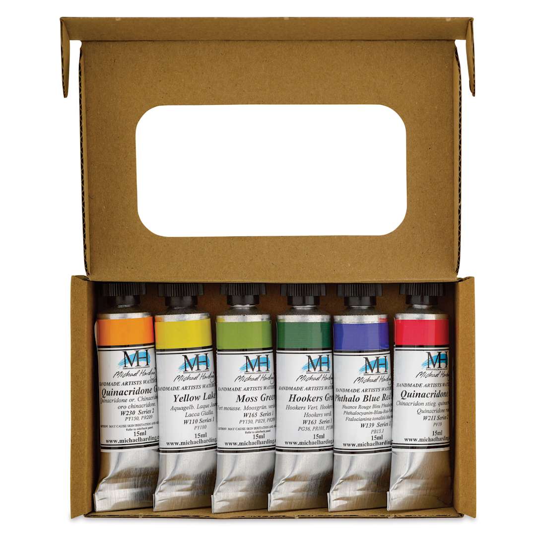 Open in modal - Michael Harding Artists Watercolors - Spring Floral, Set of 6, 15 ml open package