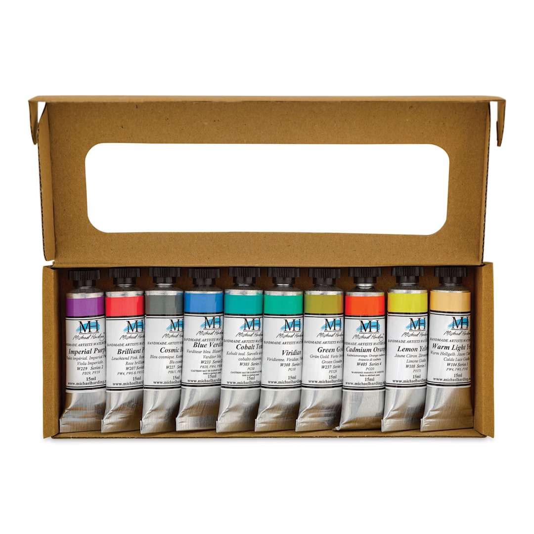 Open in modal - Michael Harding Artists Watercolors - Wonderland, Set of 10, 15 ml open package