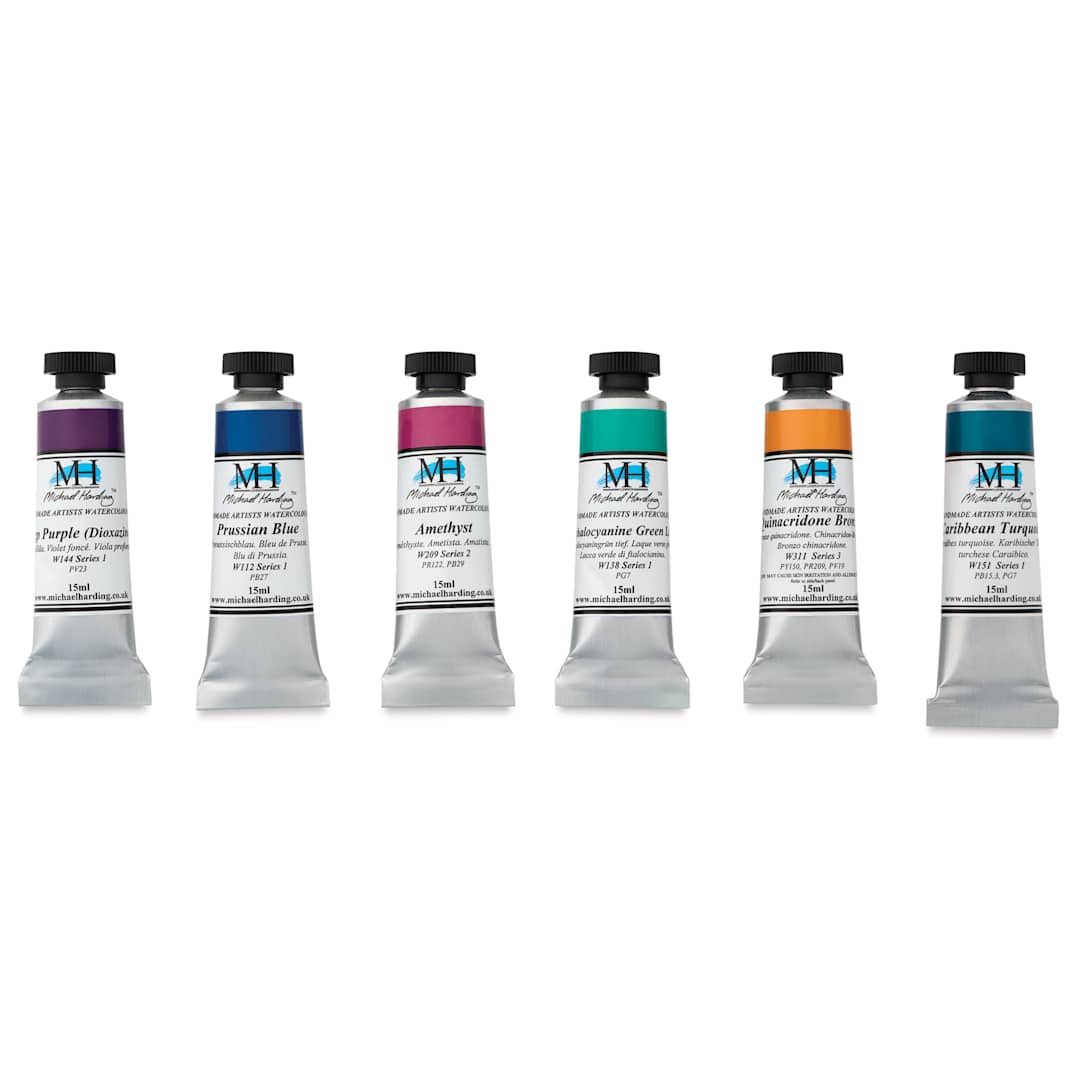 Open in modal - Michael Harding Artists Watercolors - Set of 6, Gem, 15 ml