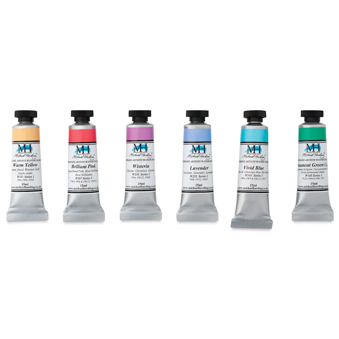 Open in modal - Michael Harding Artists Watercolors - Set of 6, Pastel, 15 ml
