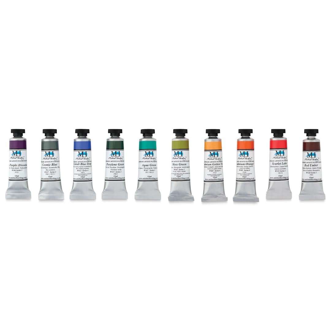 Open in modal - Michael Harding Artists Watercolors - Set of 10, Tropical Nature, 15 ml