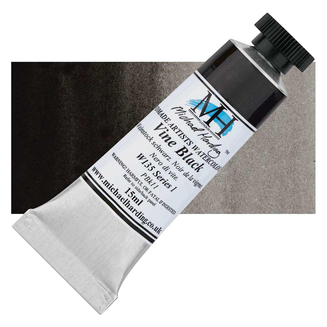 Open in modal - Michael Harding Artists Watercolor - Vine Black, 15 ml tube and swatch