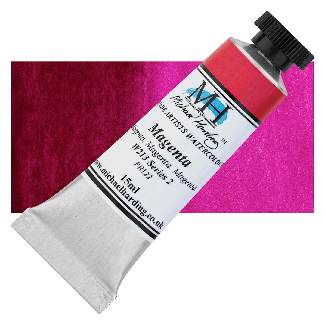 Open in modal - Michael Harding Artists Watercolor - Magenta, 15 ml tube and swatch