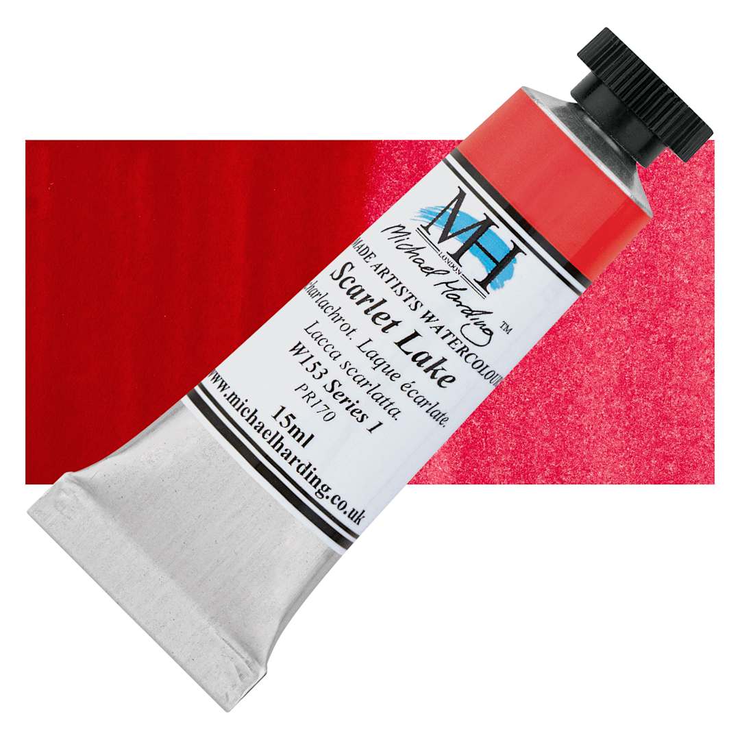 Open in modal - Michael Harding Artists Watercolor - Scarlet Lake, 15 ml tube and swatch