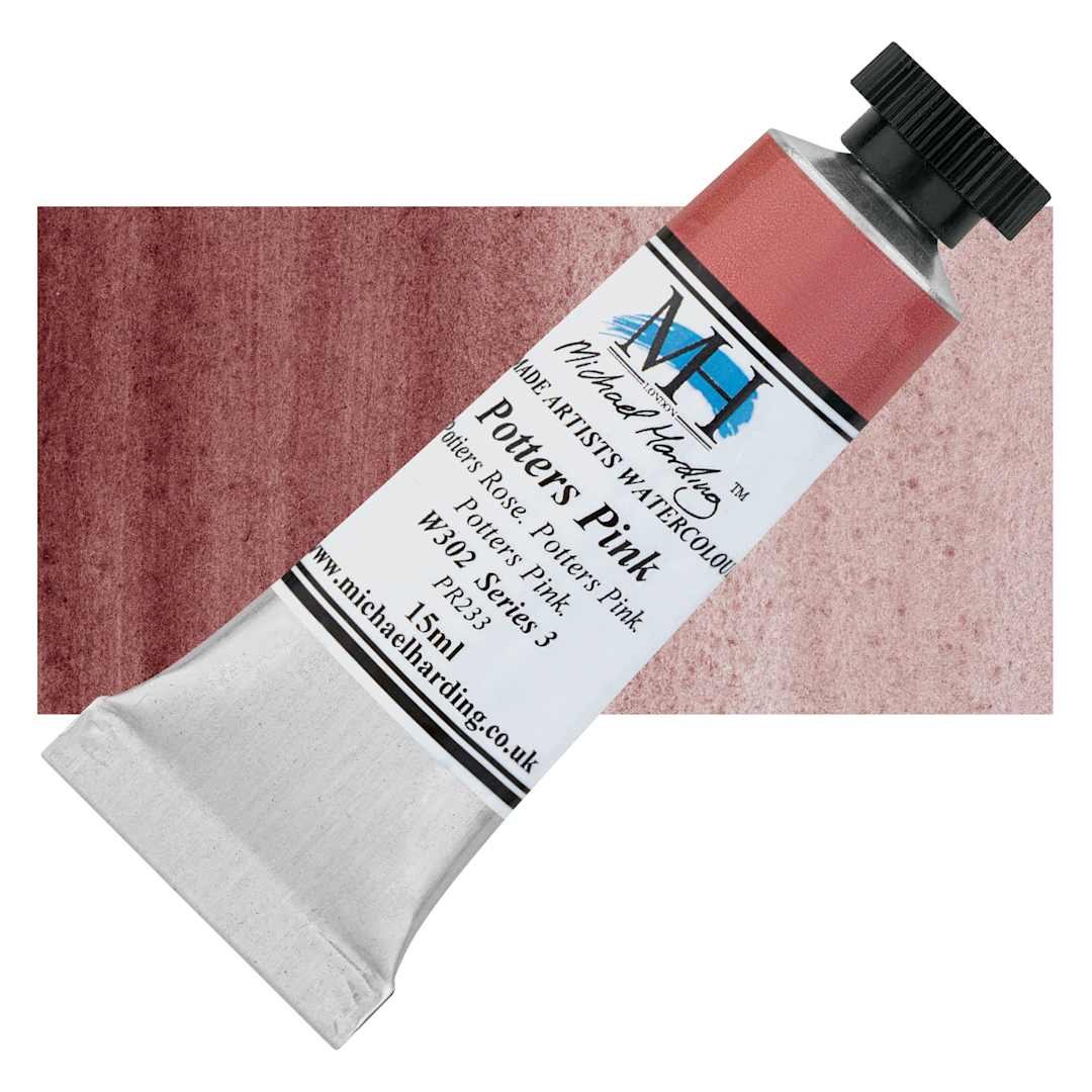 Open in modal - Michael Harding Artists Watercolor - Potters Pink, 15 ml tube and swatch