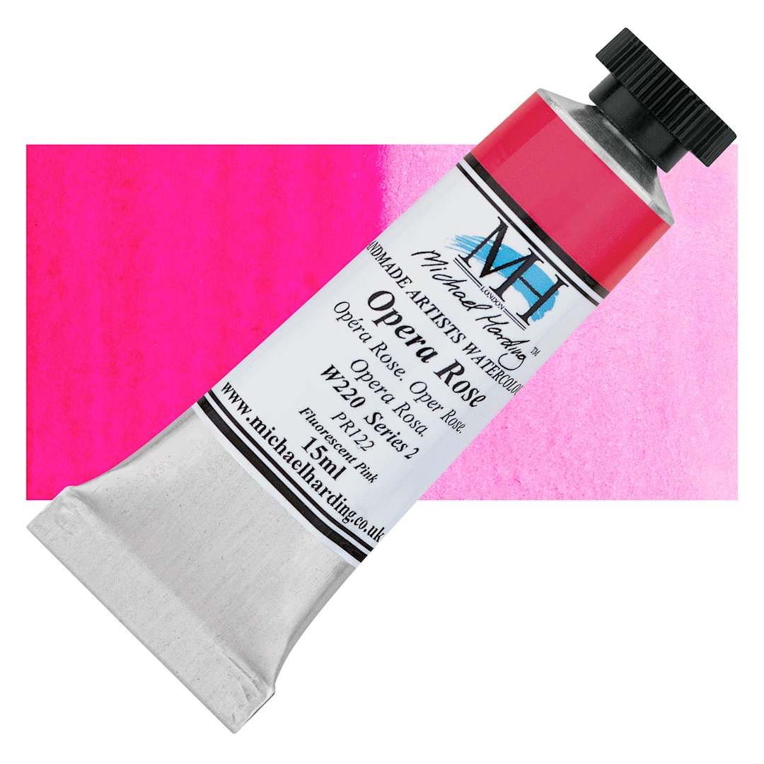 Open in modal - Michael Harding Artists Watercolor - Opera Rose, 15 ml tube and swatch