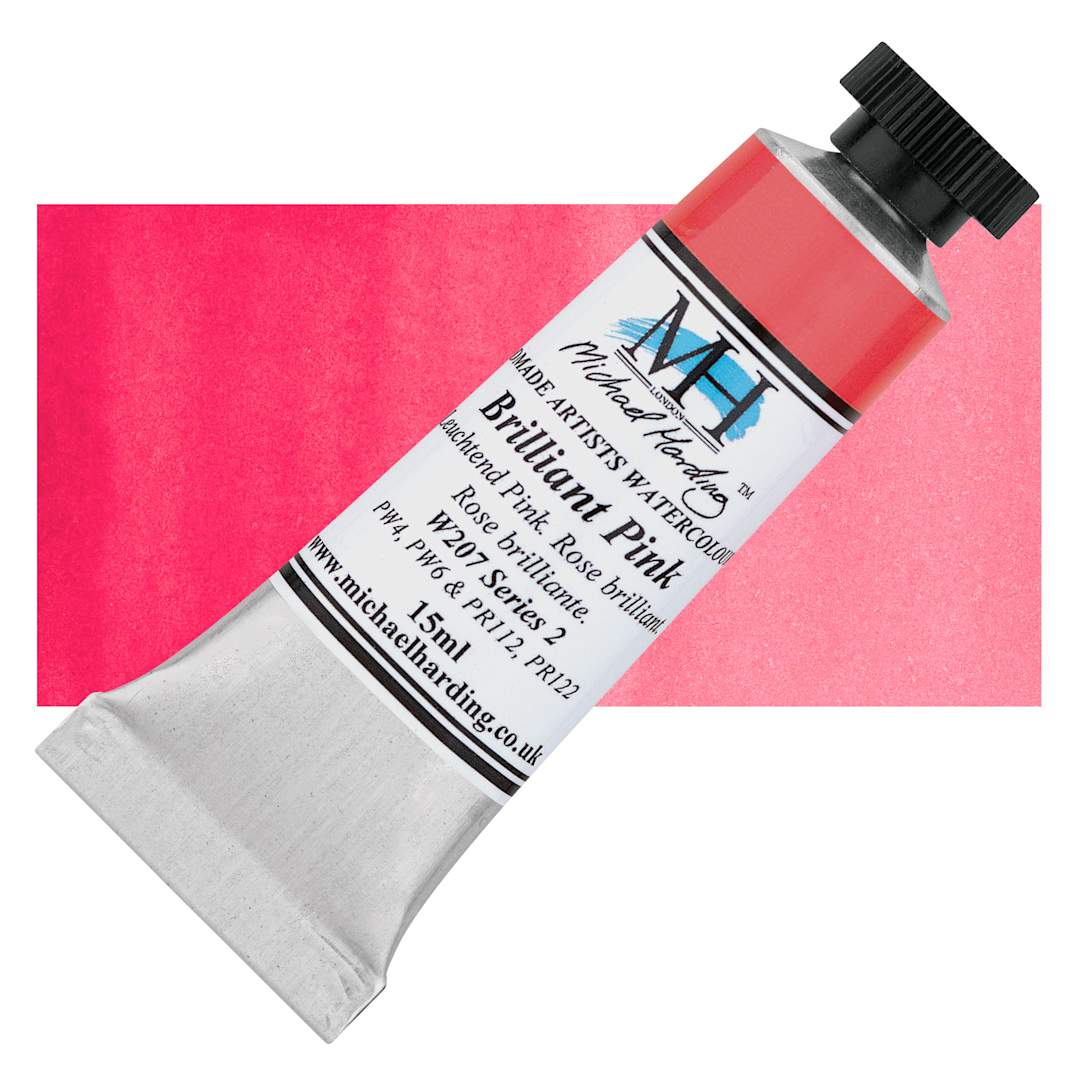 Open in modal - Michael Harding Artists Watercolor - Brilliant Pink, 15 ml tube and swatch