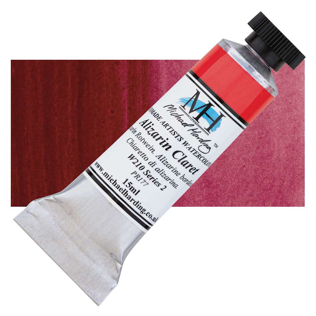 Open in modal - Michael Harding Artists Watercolor - Alizarin Claret, 15 ml tube and swatch