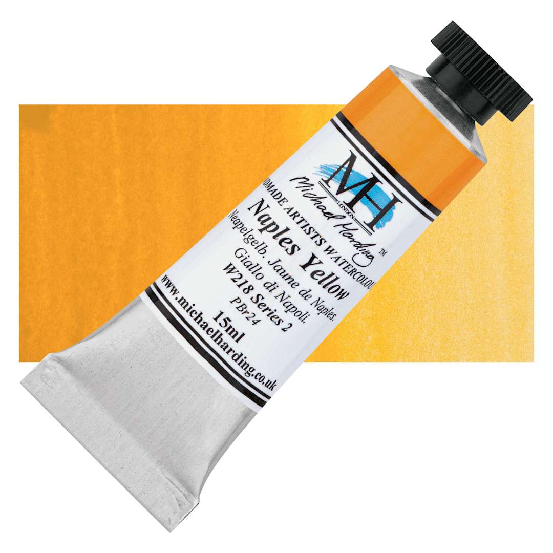 Open in modal - Michael Harding Artists Watercolor - Naples Yellow, 15 ml tube and swatch