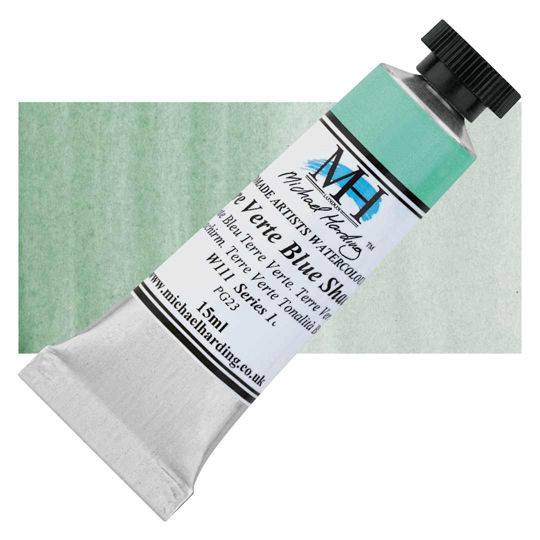 Open in modal - Michael Harding Artists Watercolor - Terre Verte Blue Shade, 15 ml tube and swatch
