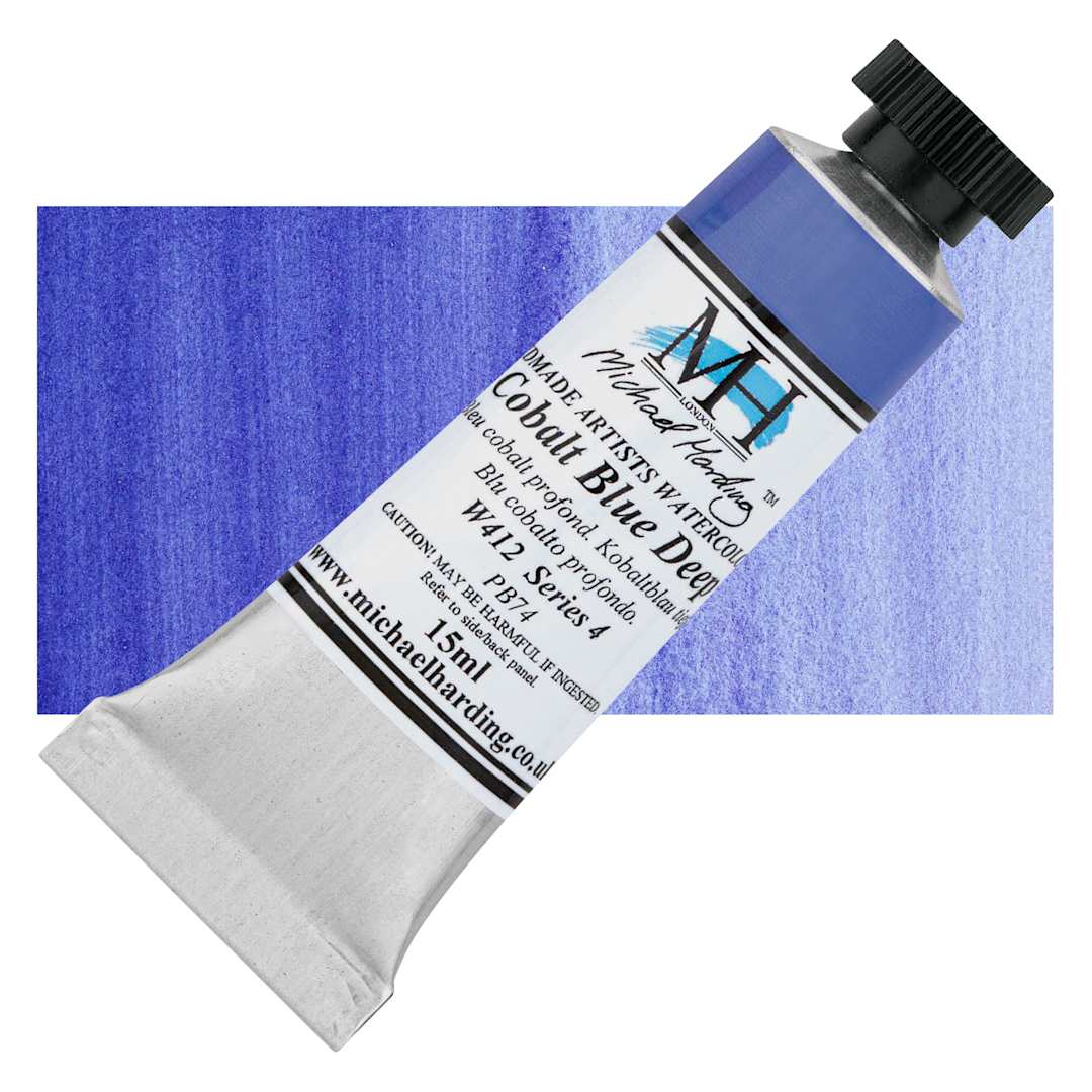 Open in modal - Michael Harding Artists Watercolor - Cobalt Blue Deep, 15 ml tube and swatch