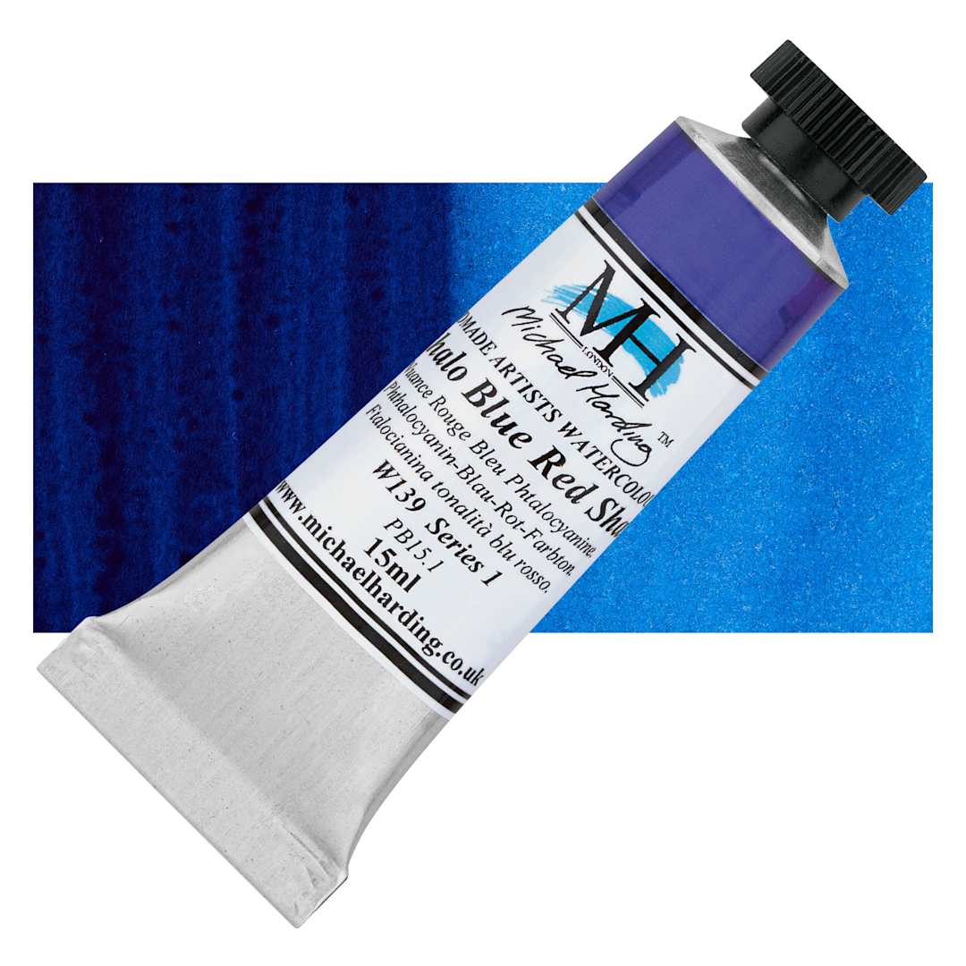 Open in modal - Michael Harding Artists Watercolor - Phthalo Blue Red Shade, 15 ml tube and swatch