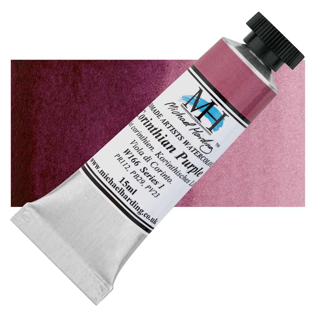 Open in modal - Michael Harding Artists Watercolor - Corinthian Purple, 15 ml tube and swatch