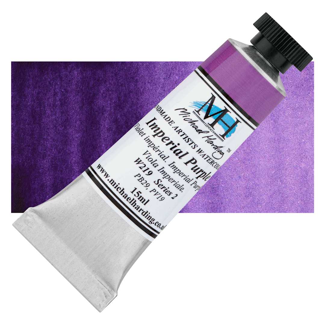 Open in modal - Michael Harding Artists Watercolor - Imperial Purple, 15 ml tube and swatch