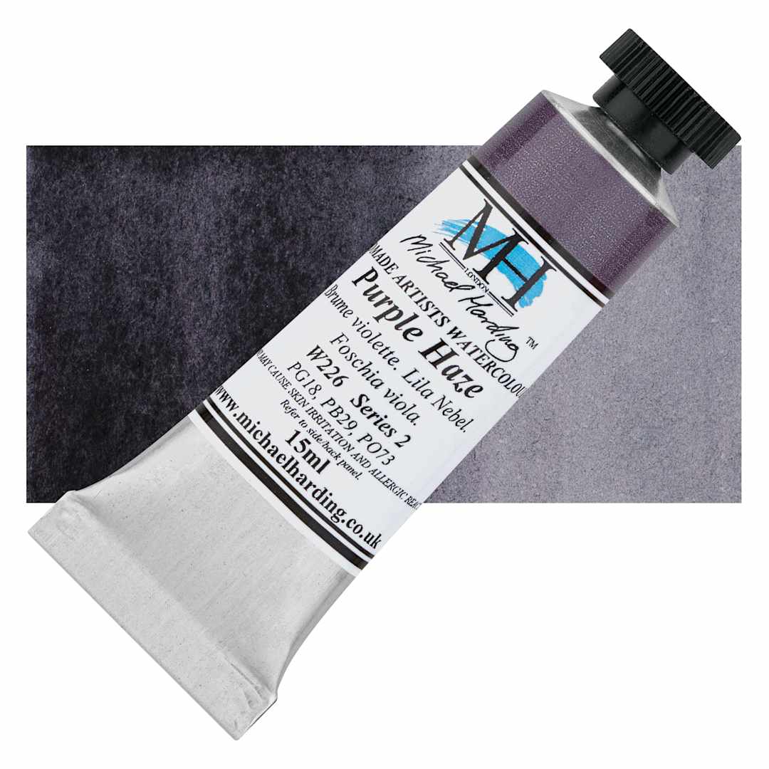 Open in modal - Michael Harding Artists Watercolor - Purple Haze, 15 ml tube and swatch