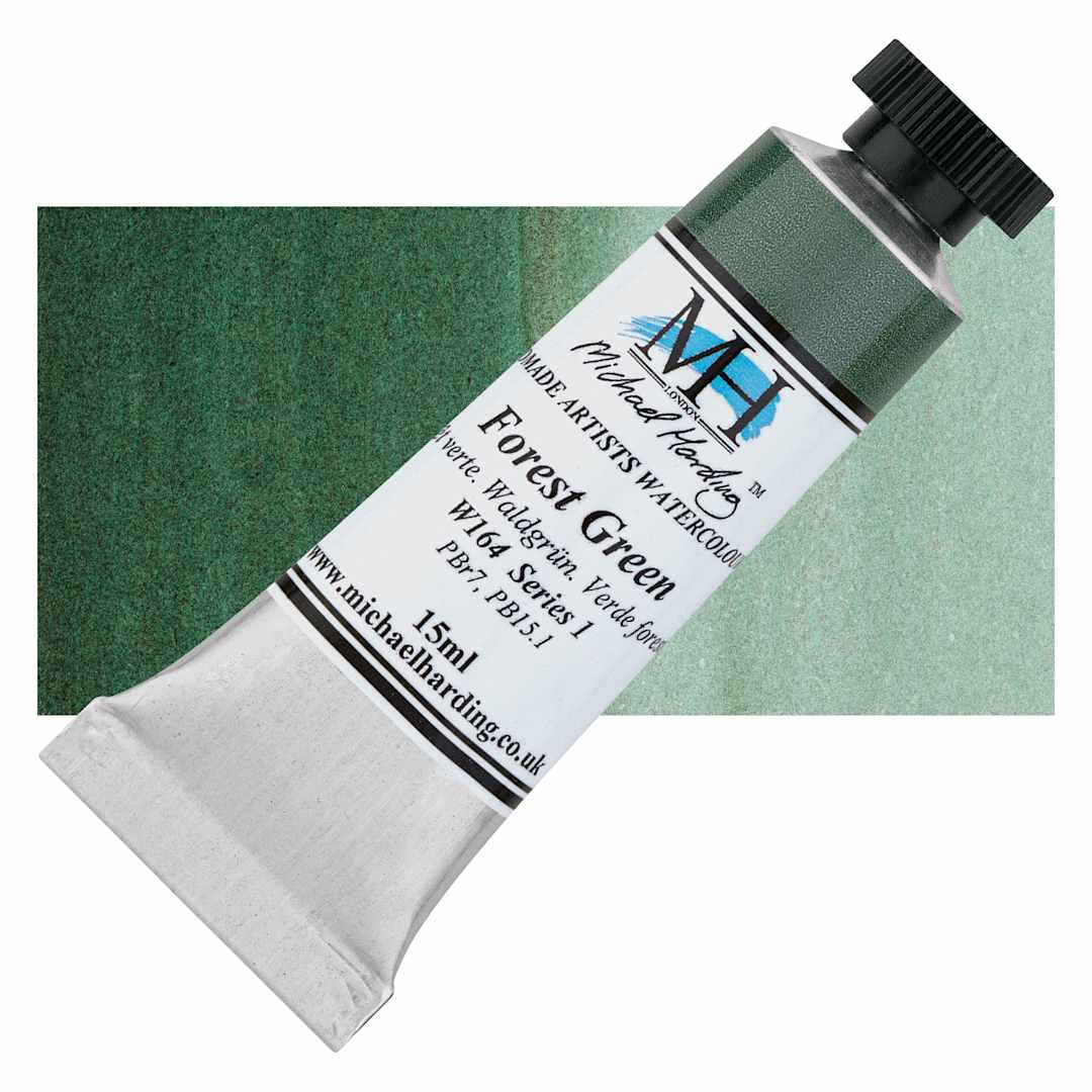Open in modal - Michael Harding Artists Watercolor - Forest Green, 15 ml tube and swatch