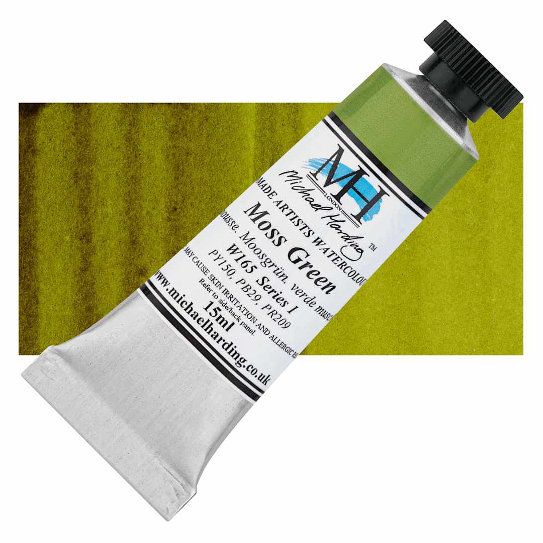 Open in modal - Michael Harding Artists Watercolor - Moss Green, 15 ml tube and swatch