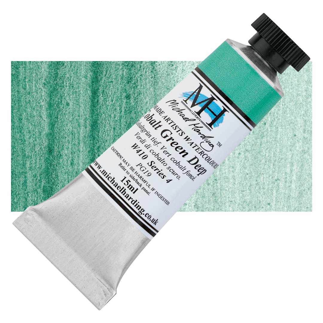 Open in modal - Michael Harding Artists Watercolor - Cobalt Green Deep, 15 ml tube and swatch
