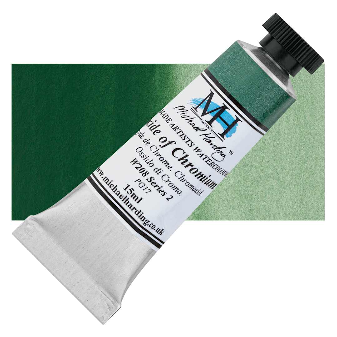 Open in modal - Michael Harding Artists Watercolor - Oxide of Chromium, 15 ml tube and swatch