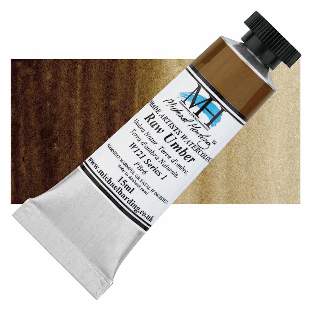 Open in modal - Michael Harding Artists Watercolor - Raw Umber, 15 ml tube and swatch
