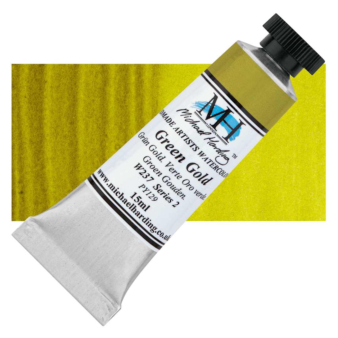 Open in modal - Michael Harding Artists Watercolor - Green Gold, 15 ml tube and swatch