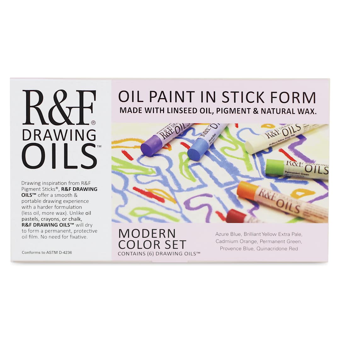 Open in modal - R&F Drawing Oil Sticks - Set of 6, Modern Colors, 12 ml