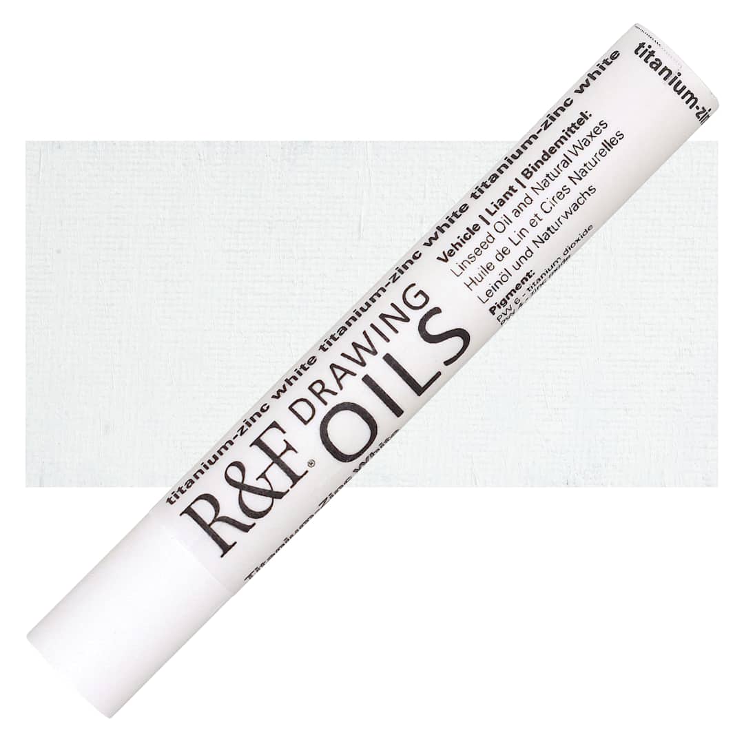 Open in modal - R&F Drawing Oil Stick - Titanium-Zinc White, 12 ml stick and swatch