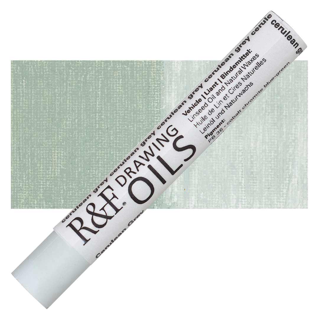 Open in modal - R&F Drawing Oil Stick - Cerulean Grey, 12 ml stick and swatch