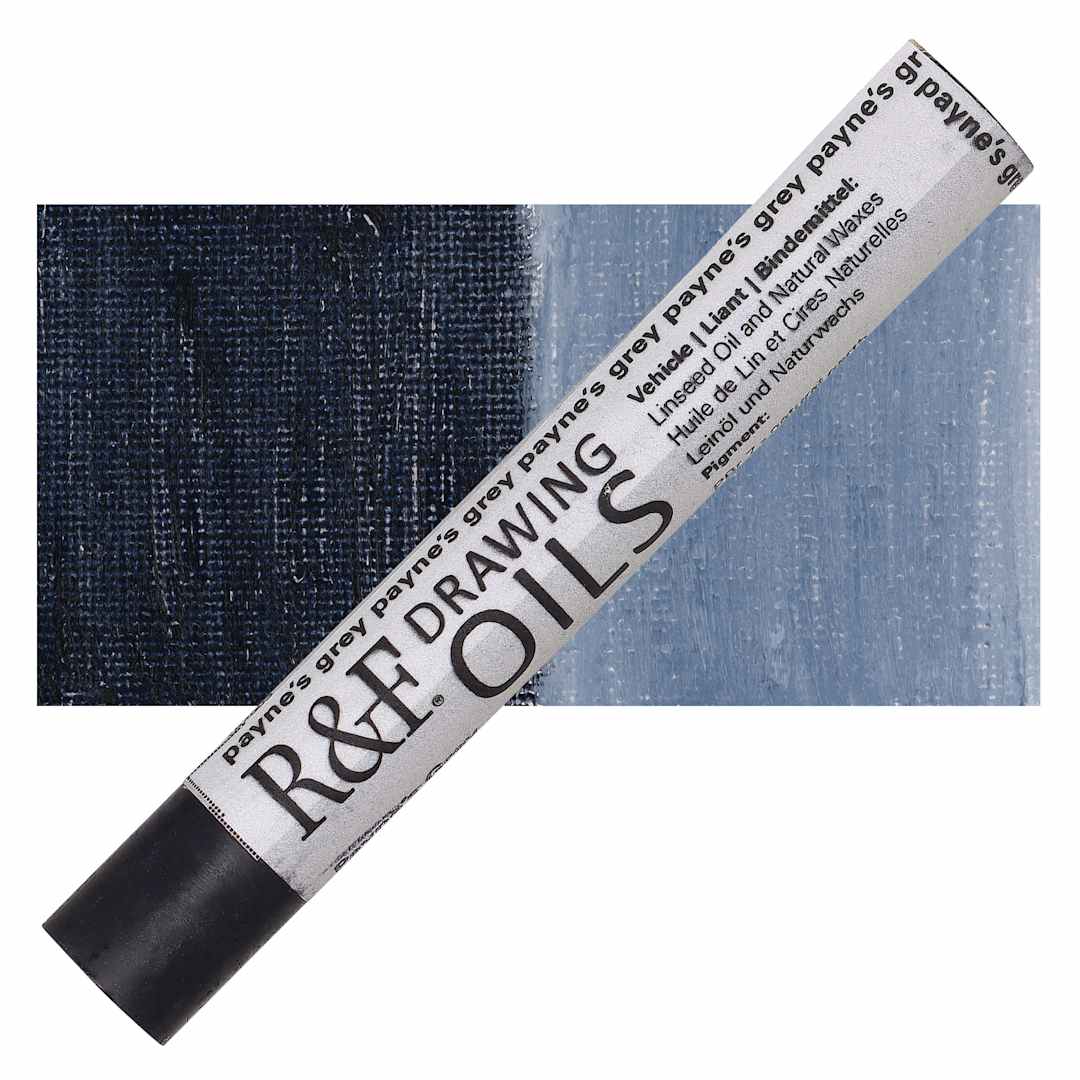 Open in modal - R&F Drawing Oil Stick - Payne's Grey, 12 ml stick and swatch