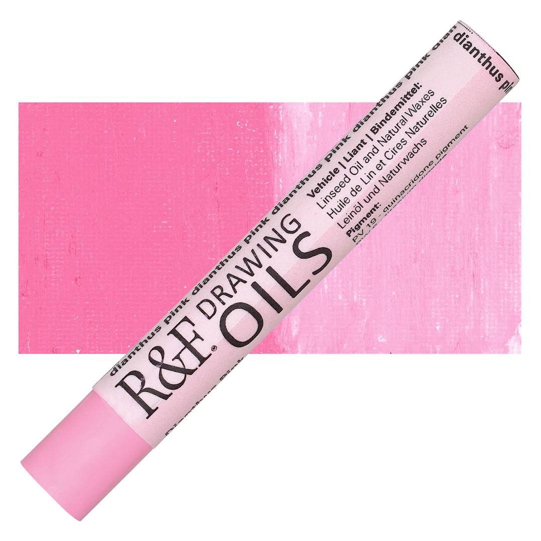 Open in modal - R&F Drawing Oil Stick - Dianthus Pink, 12 ml stick and swatch