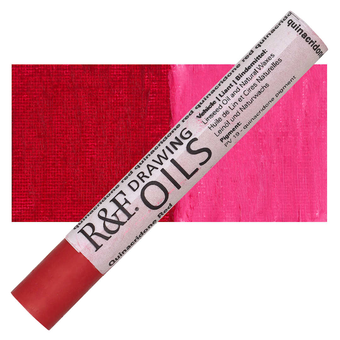 Open in modal - R&F Drawing Oil Stick - Quinacridone Red, 12 ml stick and swatch