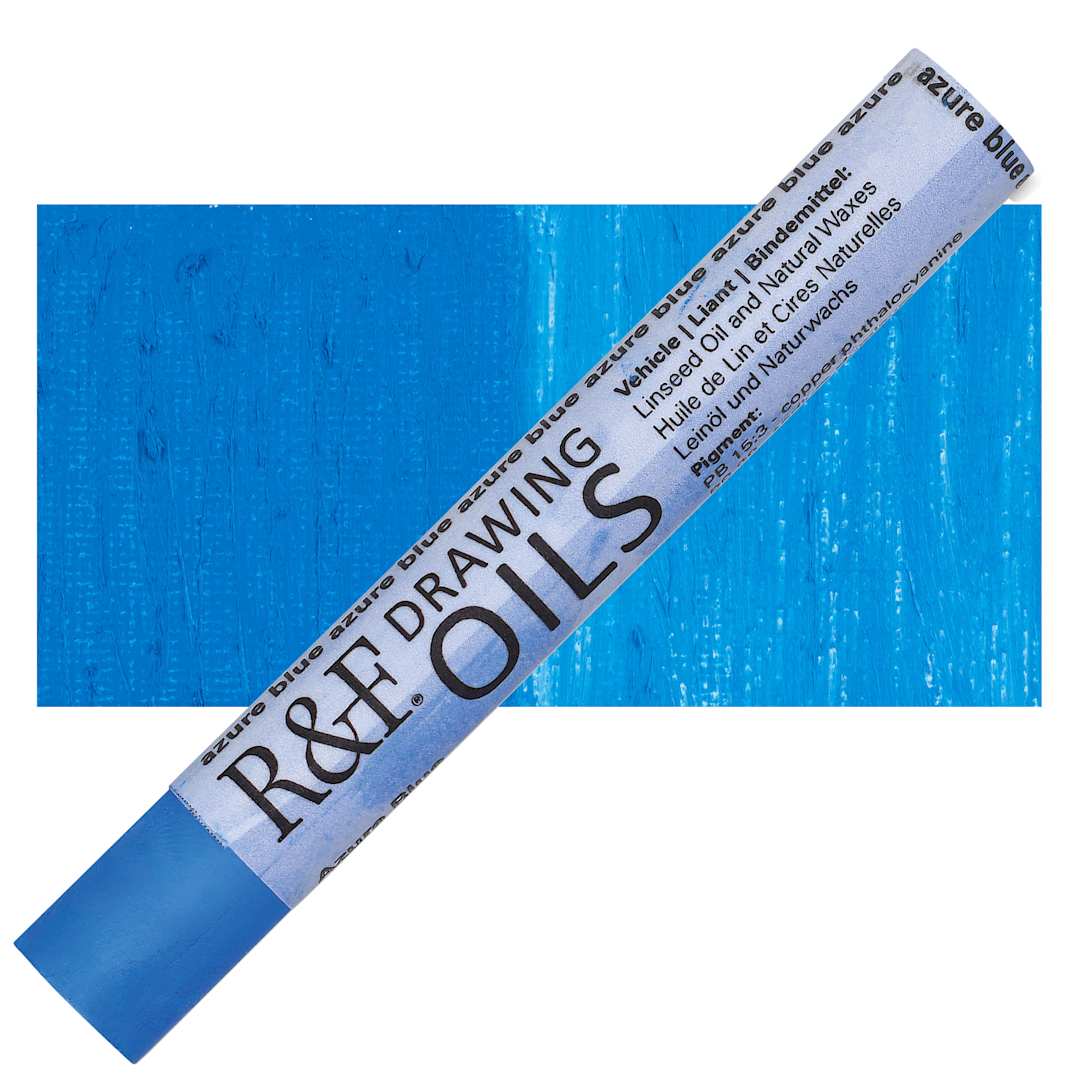 Open in modal - R&F Drawing Oil Stick - Azure Blue, 12 ml stick and swatch