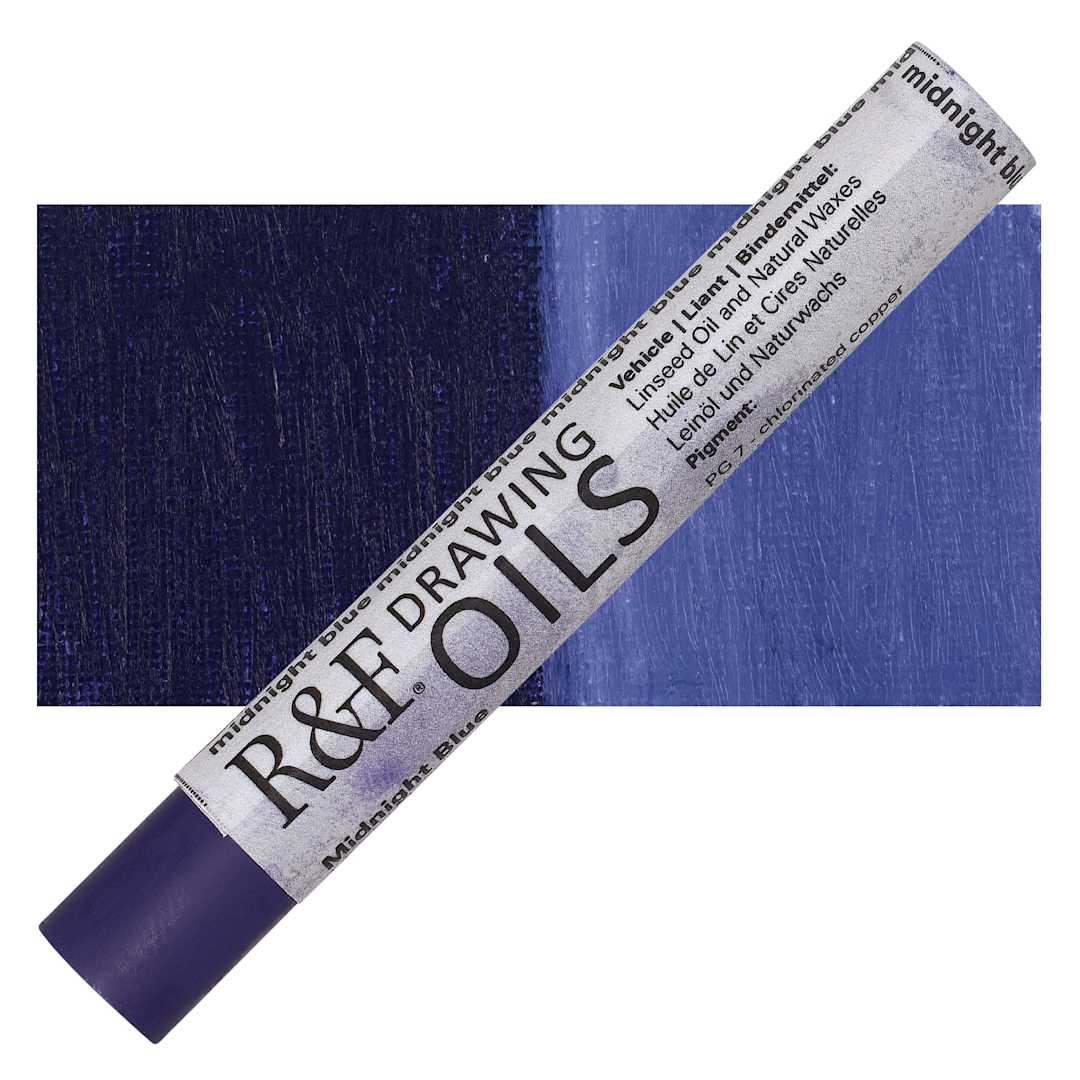 Open in modal - R&F Drawing Oil Stick - Midnight Blue, 12 ml stick and swatch