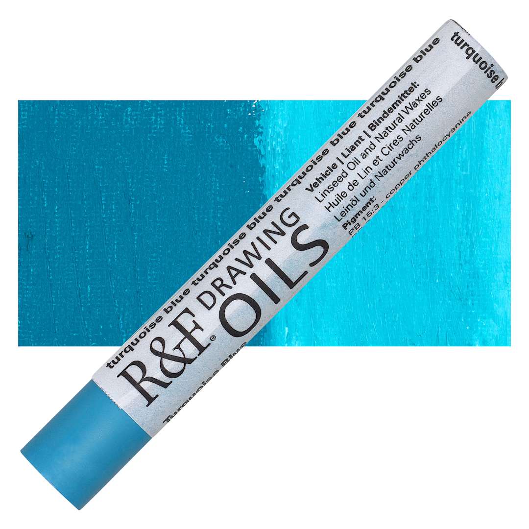 Open in modal - R&F Drawing Oil Stick - Turquoise Blue, 12 ml stick and swatch