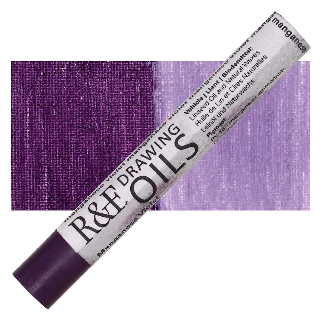 Open in modal - R&F Drawing Oil Stick - Manganese Violet, 12 ml stick and swatch