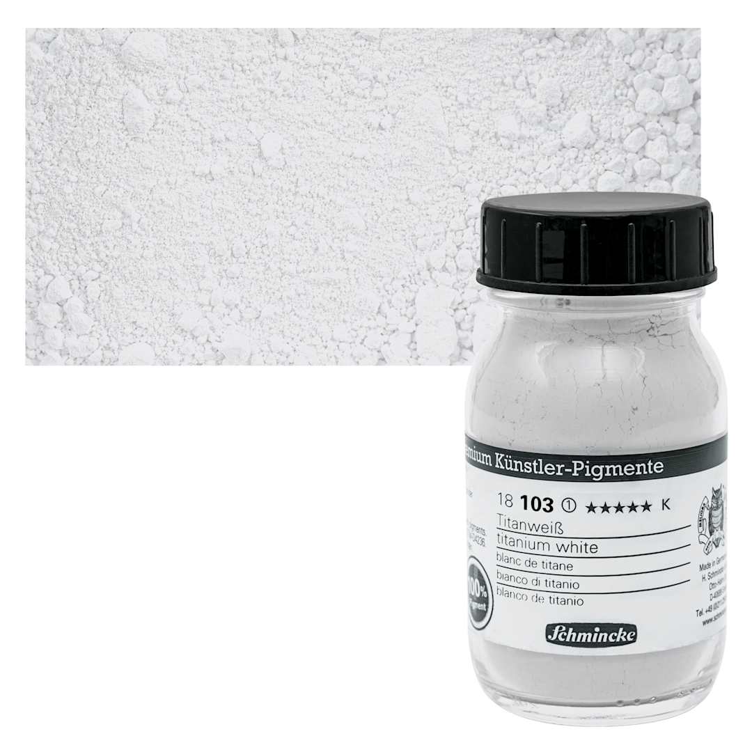Open in modal - Schmincke Pigment - Titanium White, 100 ml Jar and swatch