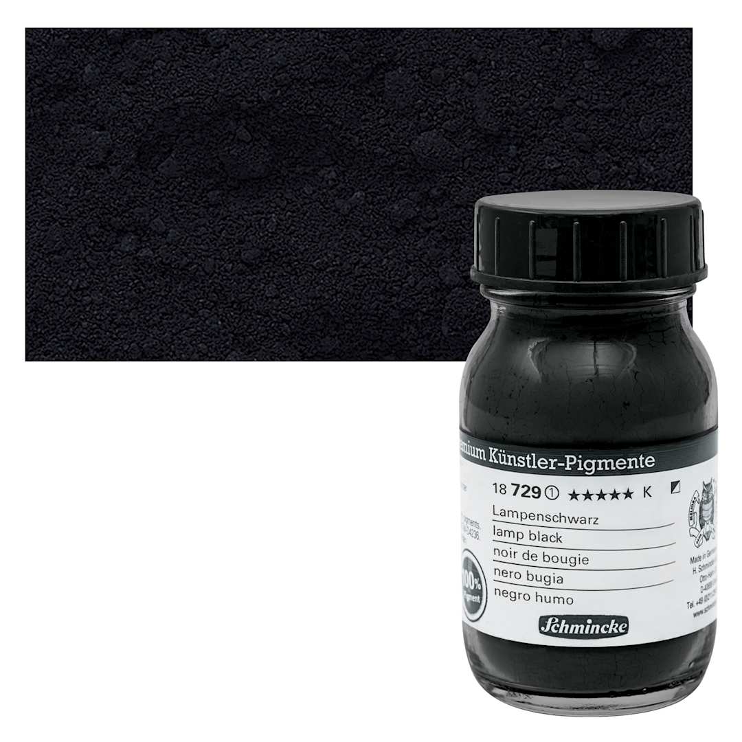Open in modal - Schmincke Pigment - Lamp Black, 100 ml Jar and swatch