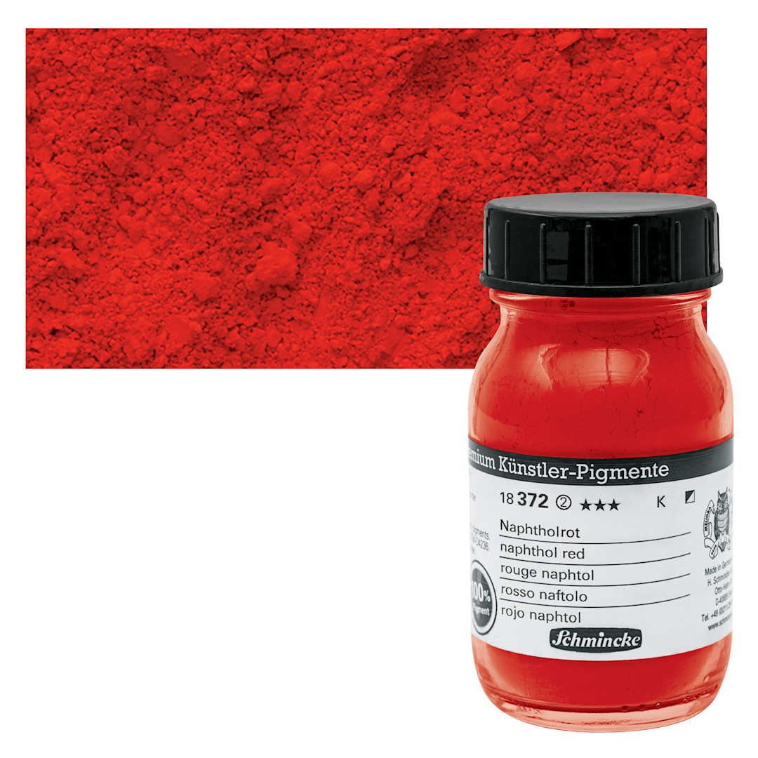 Open in modal - Schmincke Pigment - Naphthol Red, 100 ml Jar and swatch