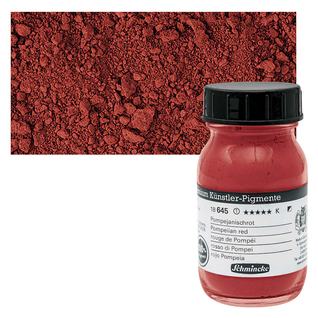 Open in modal - Schmincke Pigment - Pompeiian Red, 100 ml Jar and swatch