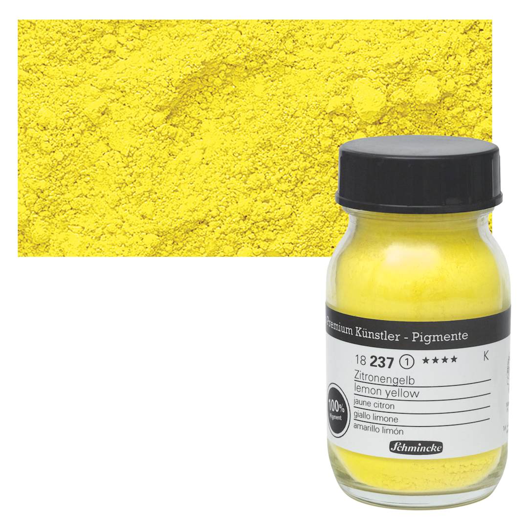 Open in modal - Schmincke Pigment - Lemon Yellow, 100 ml Jar and swatch