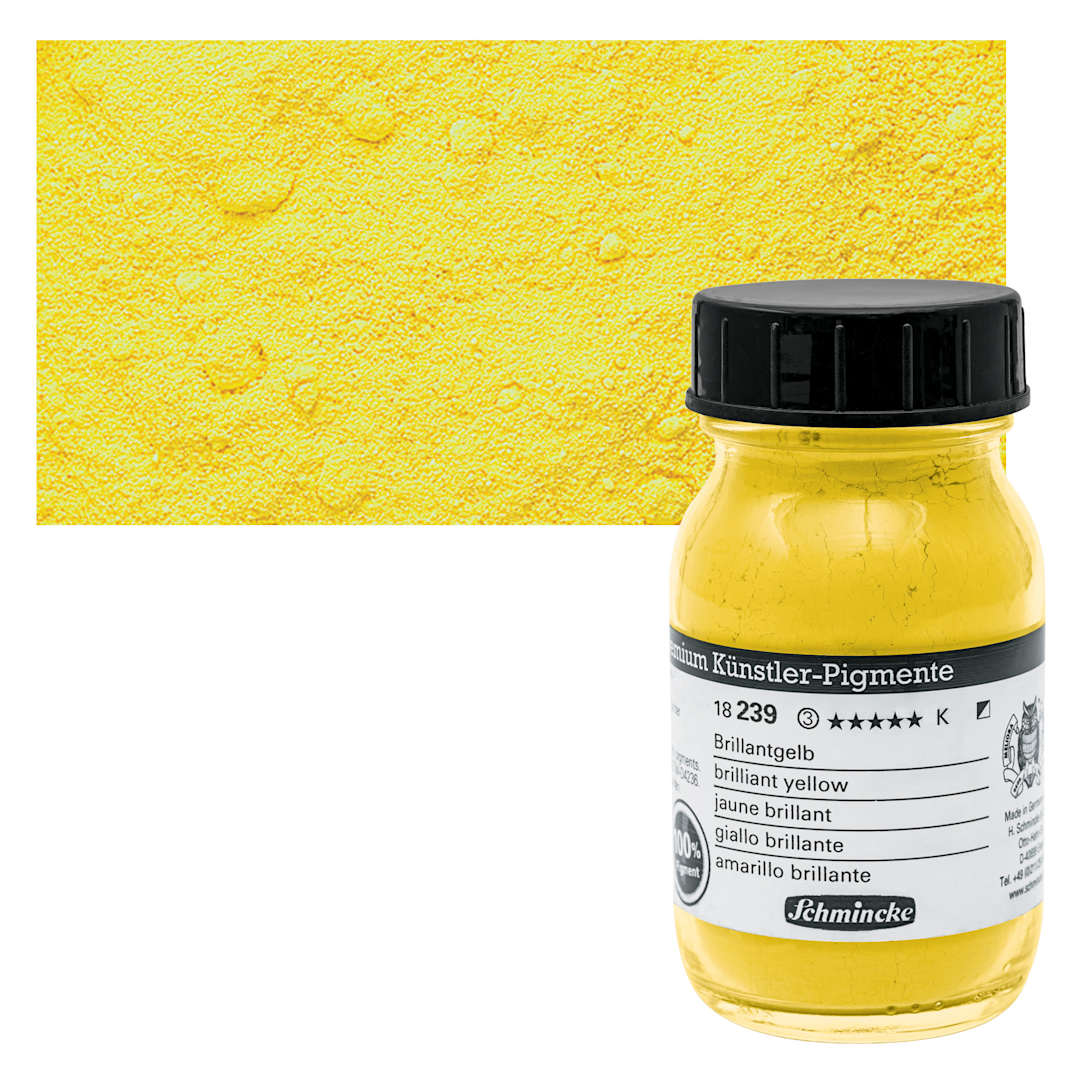 Open in modal - Schmincke Pigment - Brilliant Yellow, 100 ml Jar and swatch