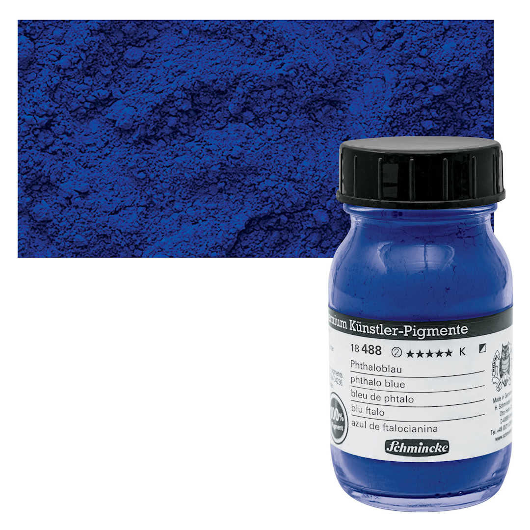 Open in modal - Schmincke Pigment - Phthalo Blue, 100 ml Jar and swatch