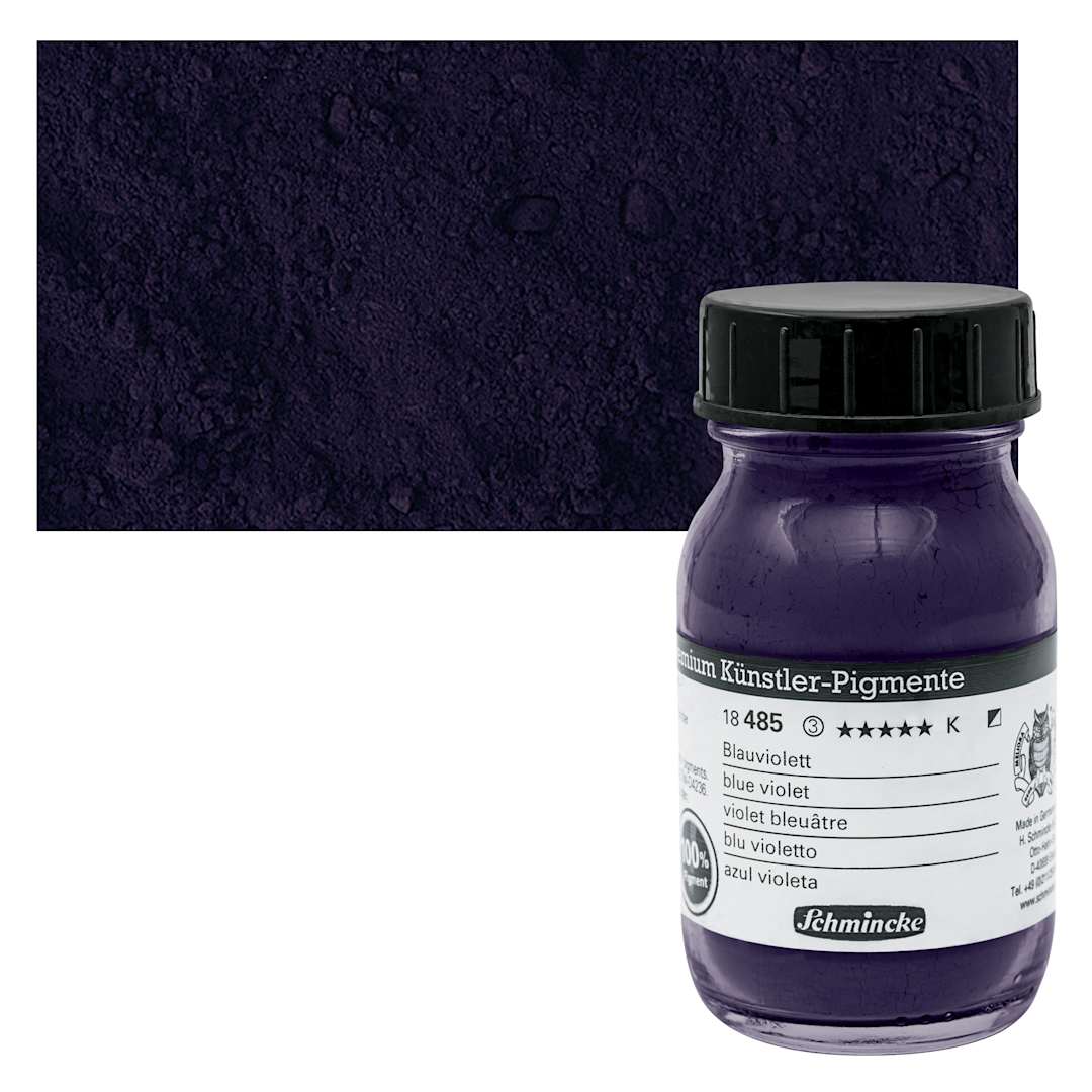 Open in modal - Schmincke Pigment - Blue Violet, 100 ml Jar and swatch