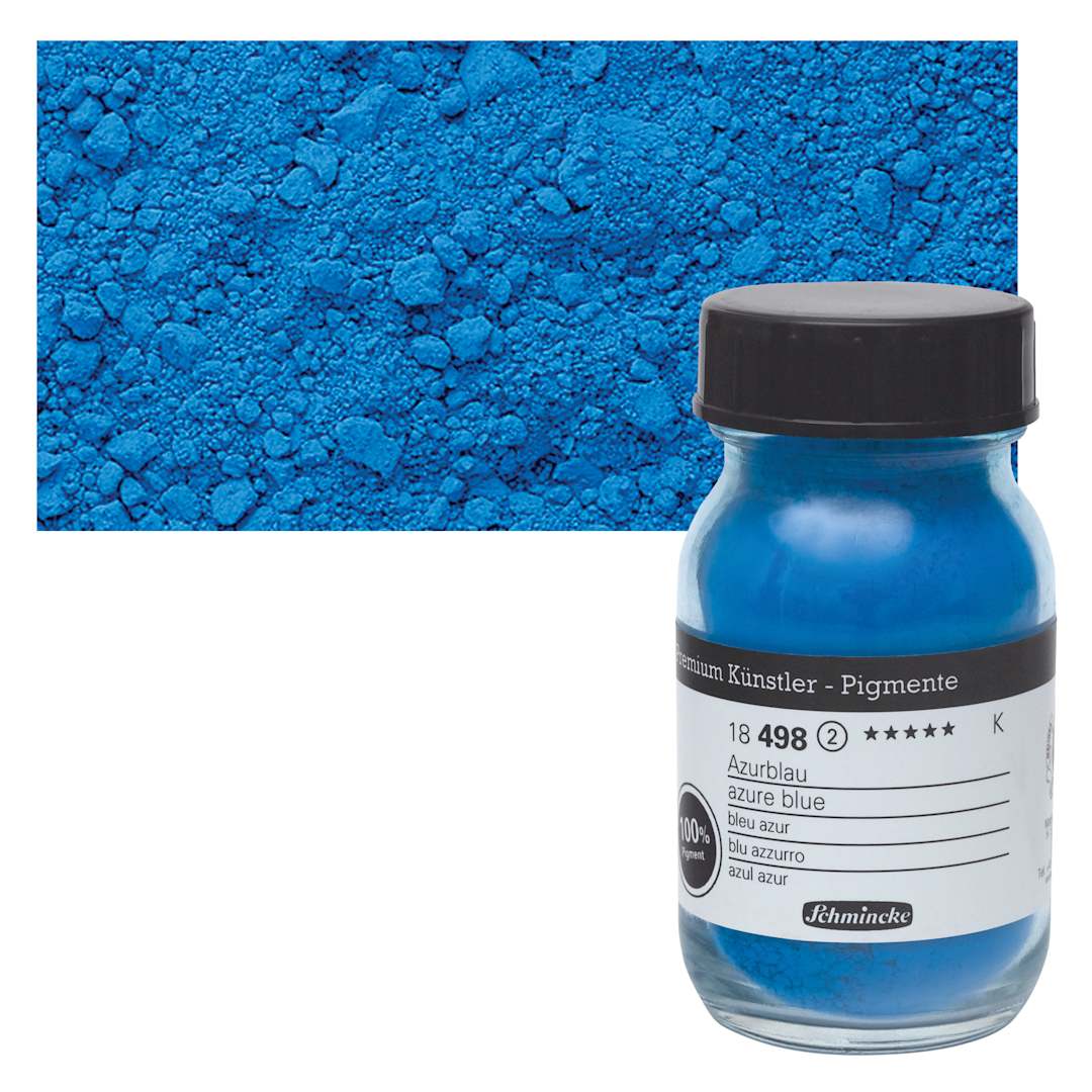 Open in modal - Schmincke Pigment - Azure Blue, 100 ml Jar and swatch