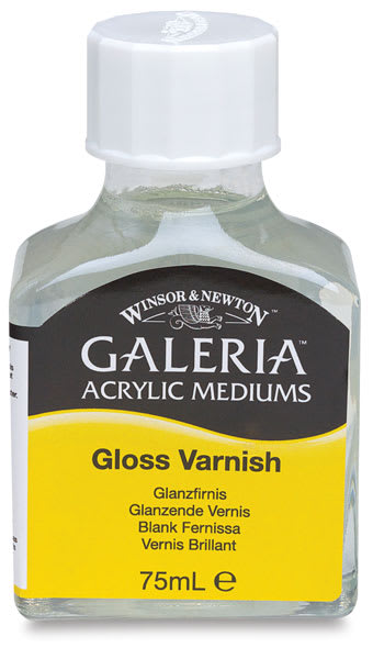 Open in modal - Winsor & Newton Galeria Acrylic Varnishes - Front of bottle of 75 ml Gloss varnish 