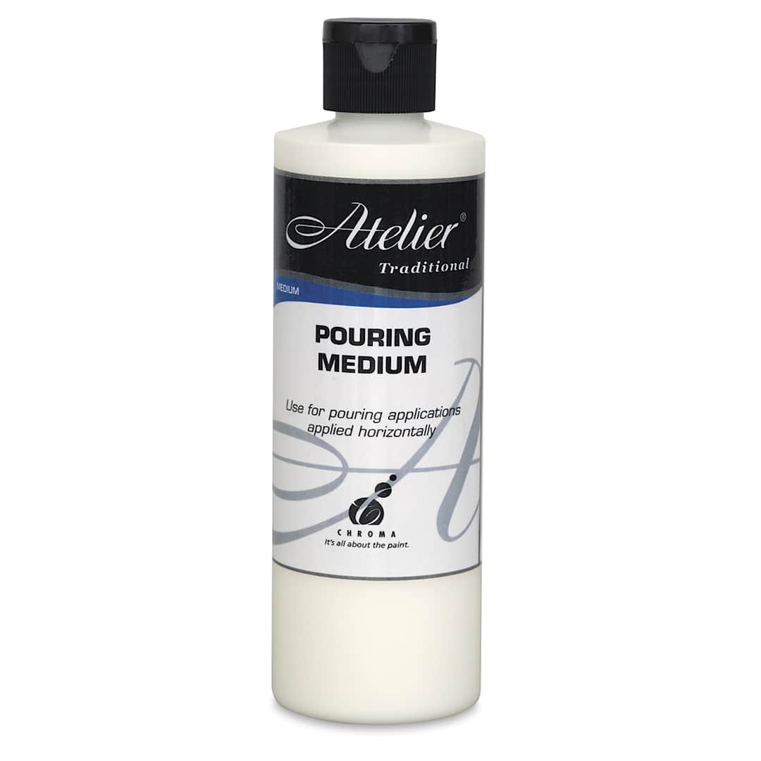Open in modal - Chroma Atelier Traditional Medium - Front of 8 oz Bottle of Pouring Medium