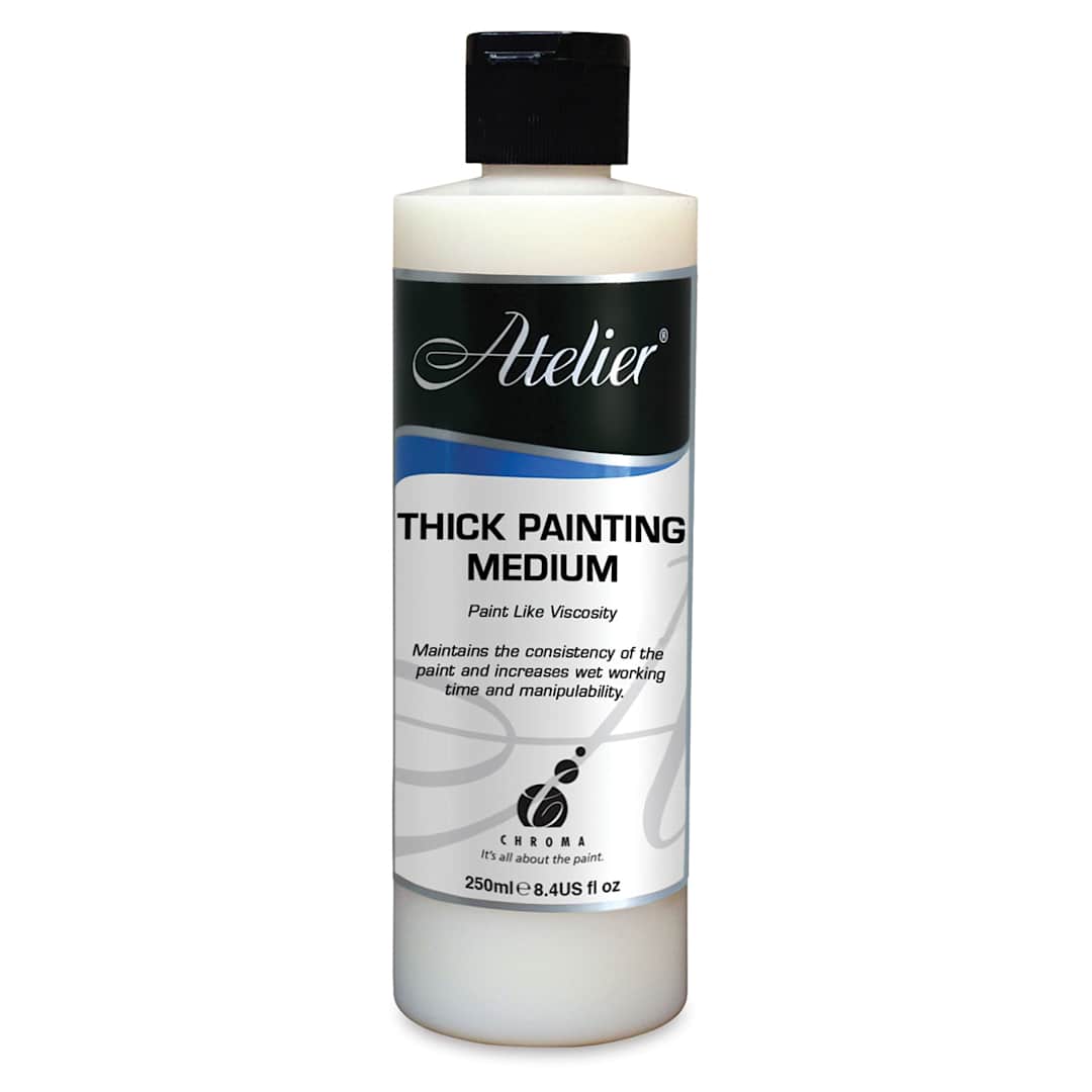 Open in modal - Chroma Atelier Medium - Front of 8 oz bottle of Thick Painting Medium